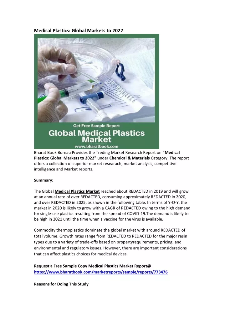 medical plastics global markets to 2022