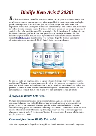 Biolife Keto Avis, Benfits & Scam