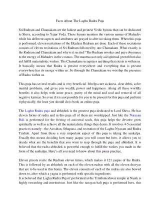 facts about the laghu rudra puja