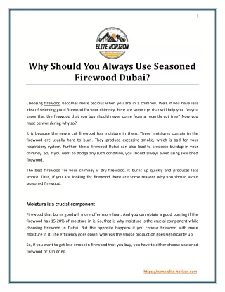 Why Should You Always Use Seasoned Firewood Dubai?