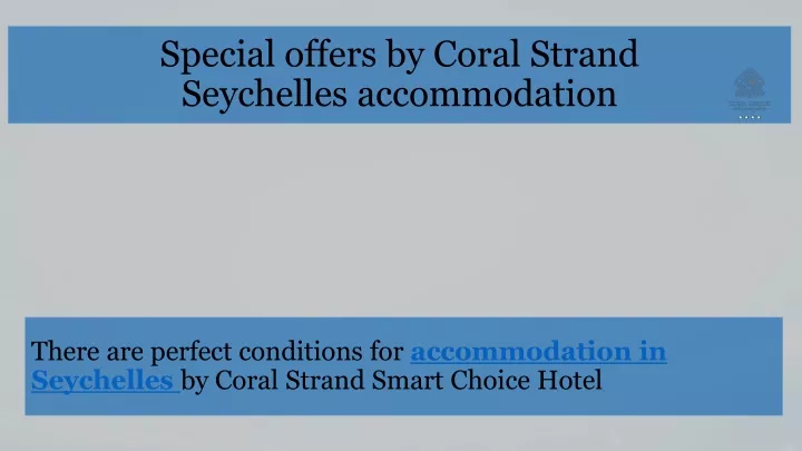 special offers by coral strand seychelles