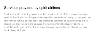 Services provided by spirit airlines