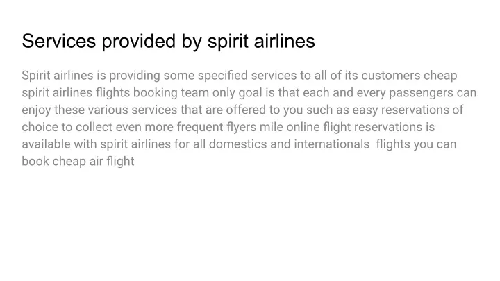 services provided by spirit airlines