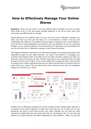 how to effectively manage your online stores