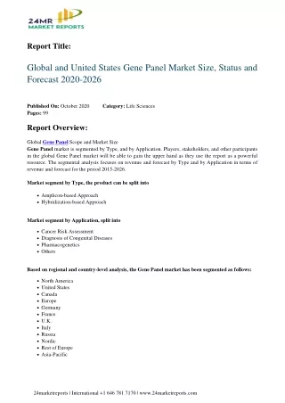 Gene Panel Market Size, Status and Forecast 2020-2026