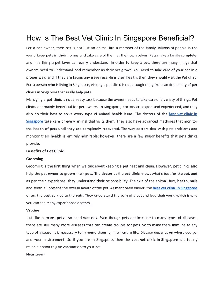 how is the best vet clinic in singapore beneficial