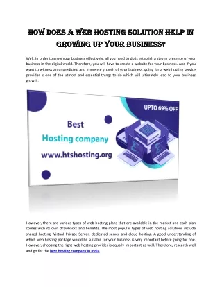 how does a web hosting solution help in how does