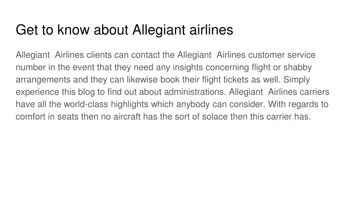 get to know about allegiant airlines