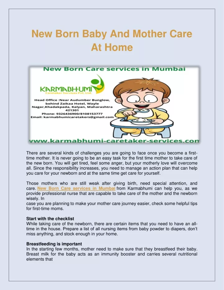 new born baby and mother care at home