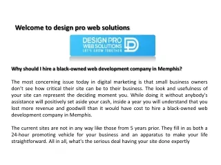 Why should I hire a black-owned web development company in Memphis