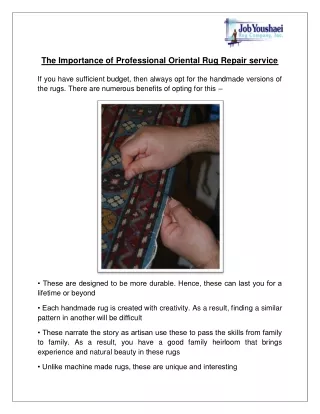 The Importance of Professional Oriental Rug Repair service