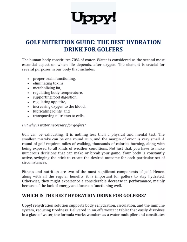 golf nutrition guide the best hydration drink