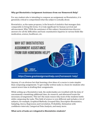 why get biostatistics assignment assistance from