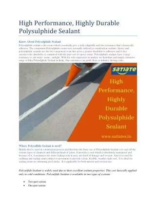 high performance highly durable polysulphide