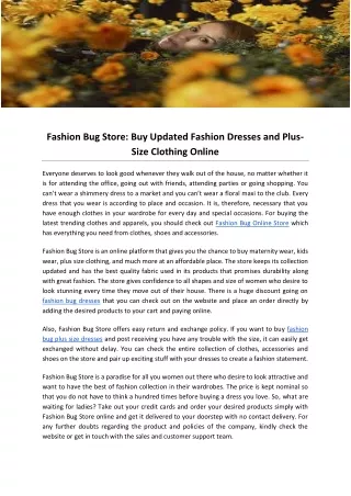 Fashion Bug Store- Buy Updated Fashion Dresses and Plus-Size Clothing Online
