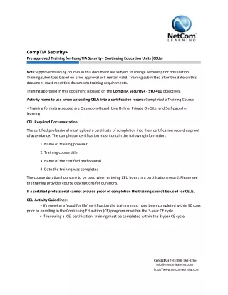 Netcom Learning’s CompTIA Security  Certification Training Course