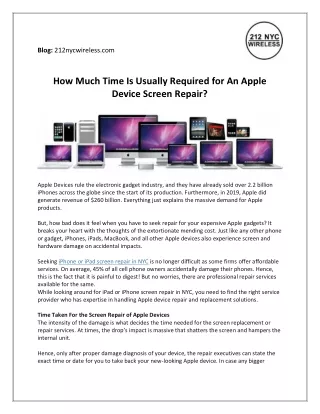 How Much Time is usually required for iPhone or iPad Screen Repair?