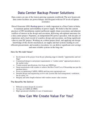 data center backup power solutions