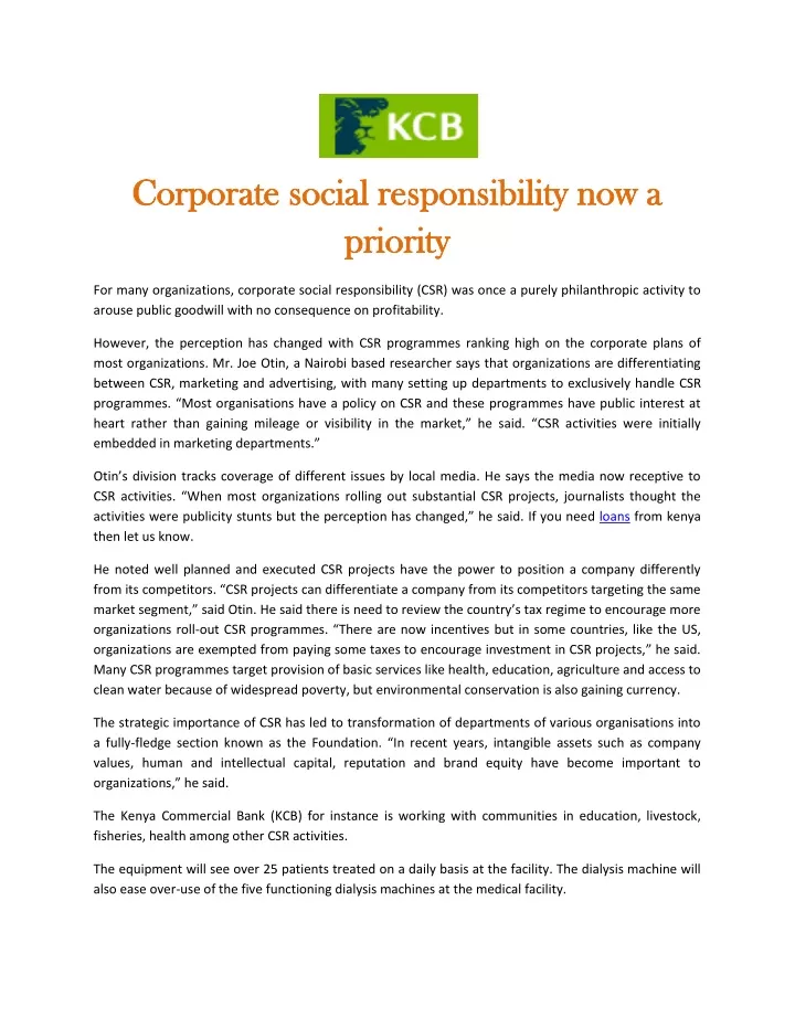 corporate social responsibility now a corporate