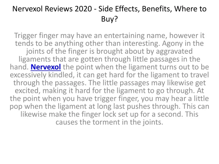 nervexol reviews 2020 side effects benefits where to buy