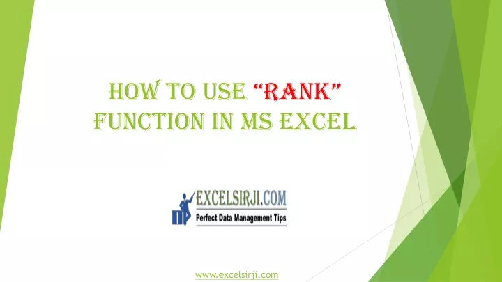 how to use rank function in ms excel