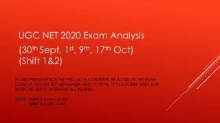 UGC NET 2020 exam Analysis (30th Sept, 1st,9th & 17th Oct)
