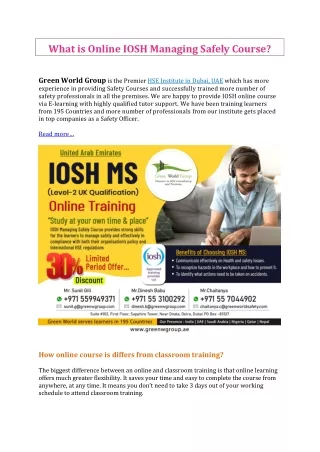 what is online iosh managing safely course