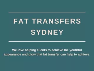 Fat Transfers Sydney