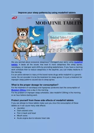 improve your sleep patterns by using modafinil