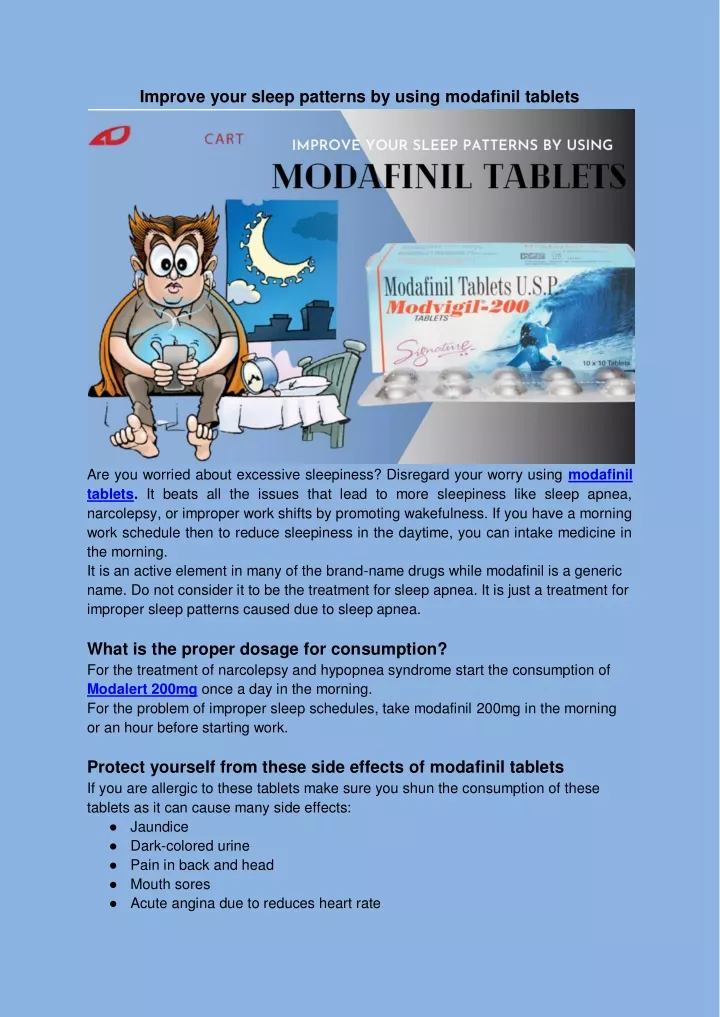improve your sleep patterns by using modafinil