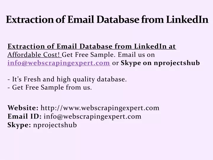extraction of email database from linkedin