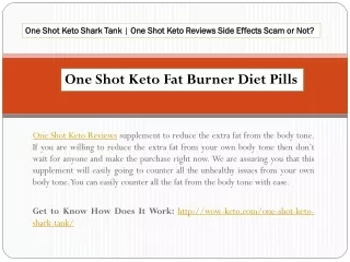 One Shot Keto Shark Tank | One Shot Keto Reviews Side Effects Scam or Not?