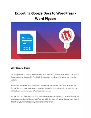 Exporting Google Docs to WordPress -  Word Pigeon