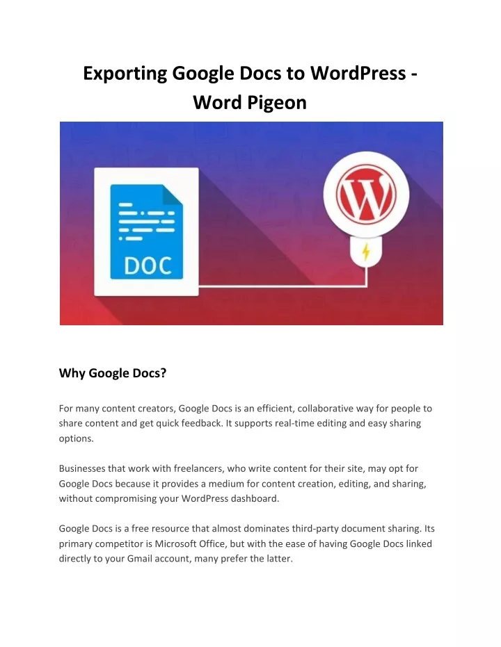 exporting google docs to wordpress word pigeon