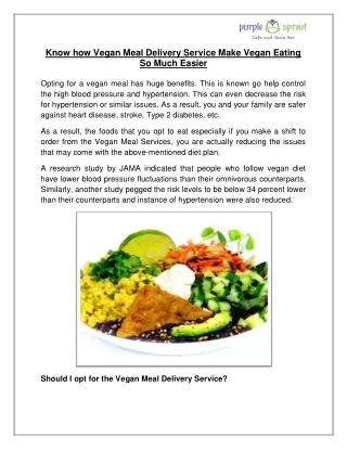 Know how Vegan Meal Delivery Service Make Vegan Eating So Much Easier