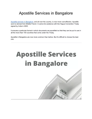 Apostille Services In Bangalore