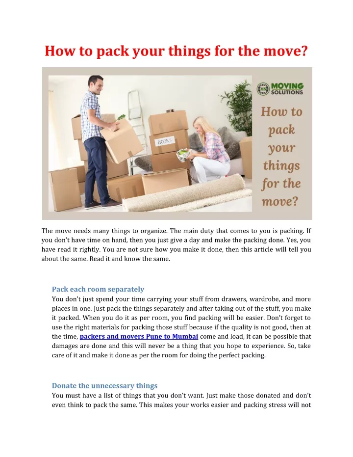 how to pack your things for the move