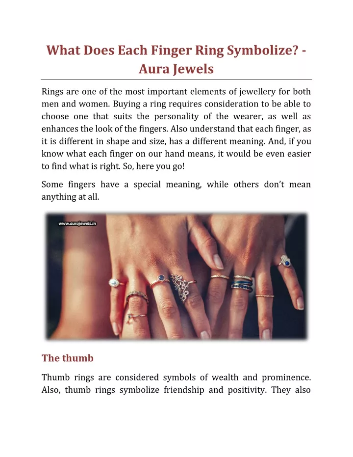what does each finger ring symbolize aura jewels