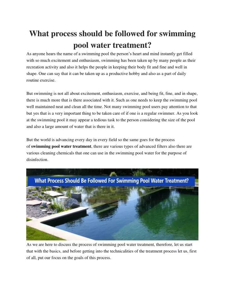 what process should be followed for swimming pool