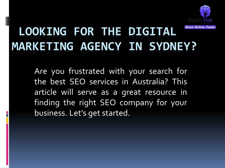 looking for the digital marketing agency in sydney