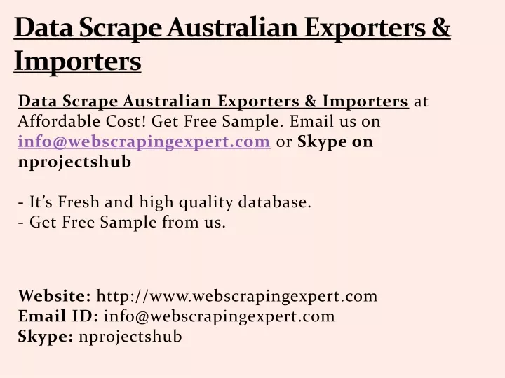 data scrape australian exporters importers