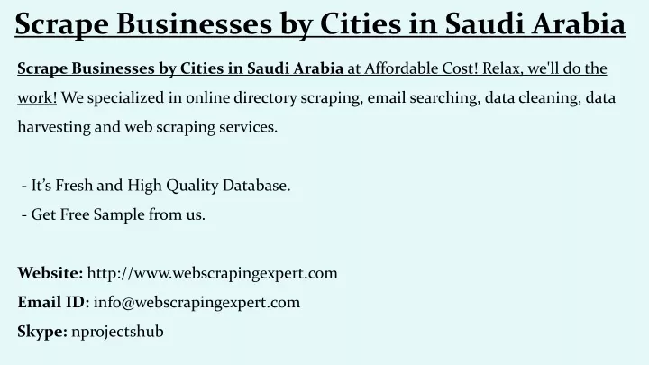 scrape businesses by cities in saudi arabia
