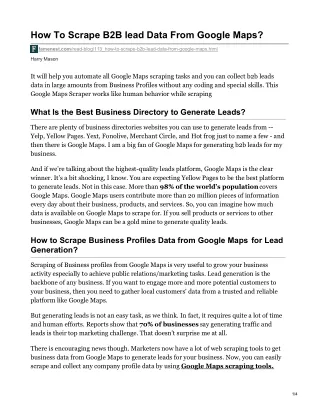 how to scrape b2b lead data from google maps
