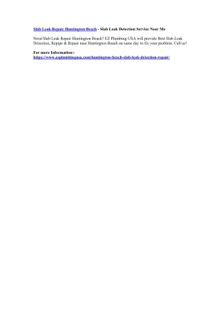 slab leak repair huntington beach slab leak