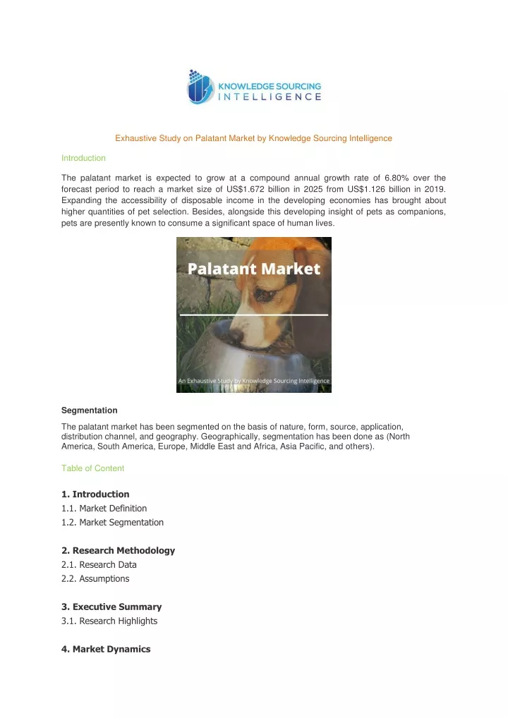 exhaustive study on palatant market by knowledge