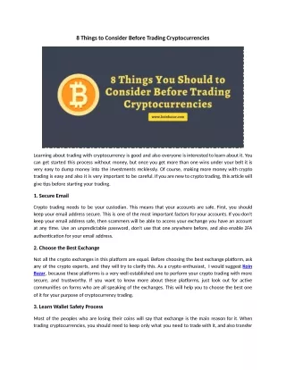 8 Things to Consider Before Trading Cryptocurrencies