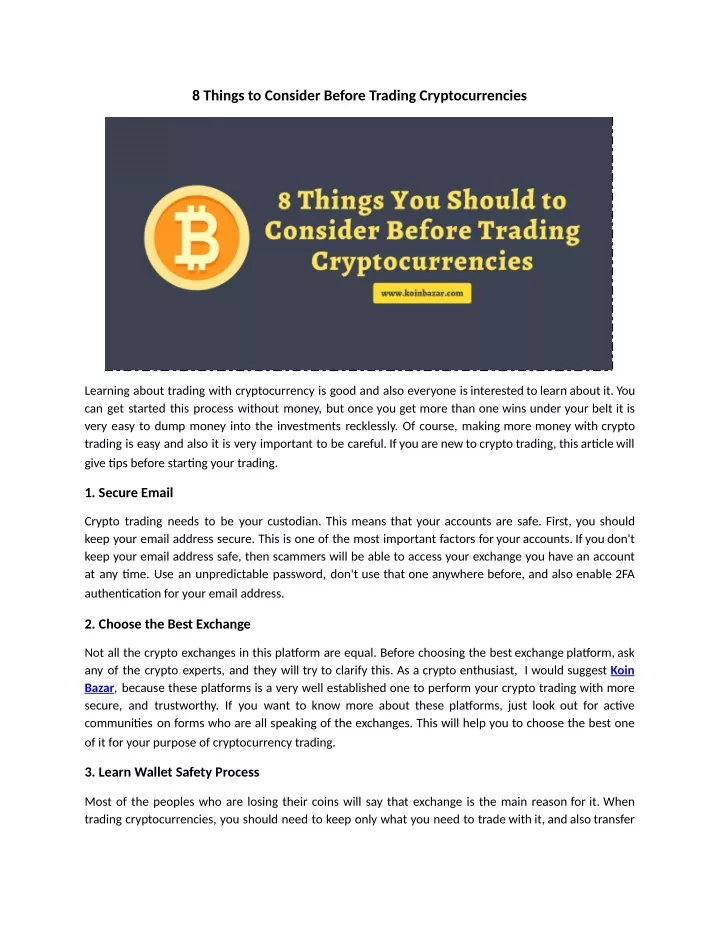 8 things to consider before trading