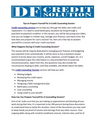 tips to prepare yourself for a credit counseling