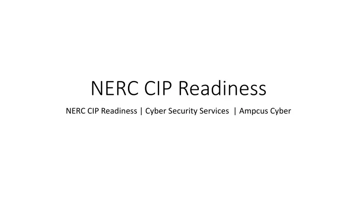 nerc cip readiness