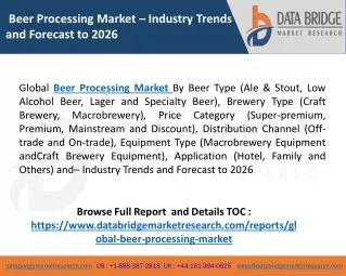 Impact Assessment Of Covid-19 Outbreak On Beer Processing Market